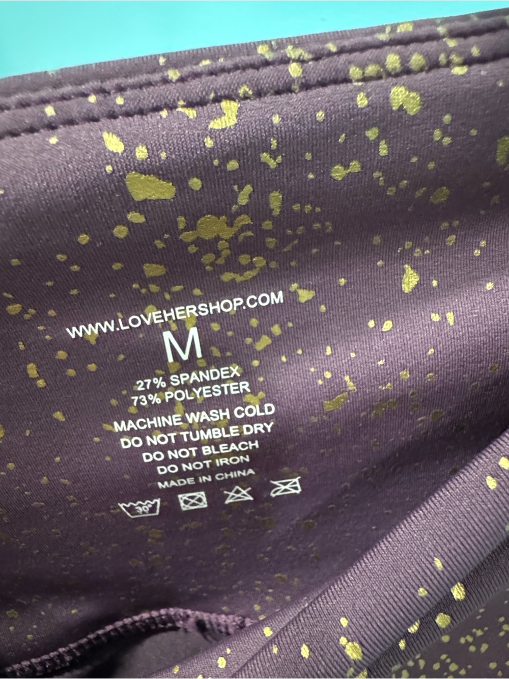 Women's Purple Leggings with Gold Splatter - M